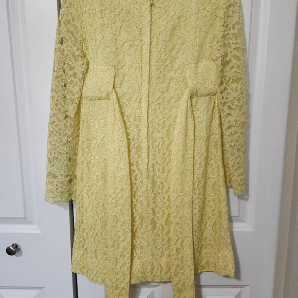 Vintage Yellow Homemade Lace Mod Mini Dress - Picture 3 of 12